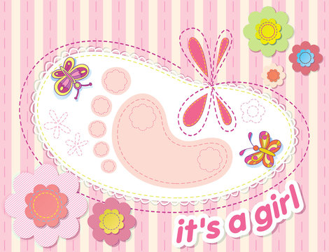 vector background with congratulations on the birth of a girl