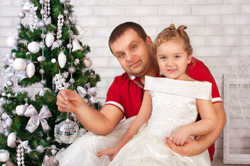 happy smiling little girl  with father