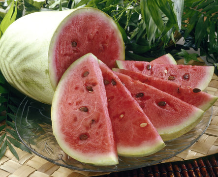 Sand&iacute;a cortada,trozos de patilla.