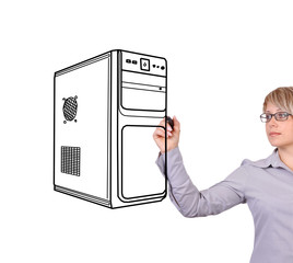 woman drawing computer