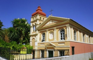 Fototapeta na wymiar Bizantyjcka cerkiew w mieście Korfu w Grecji