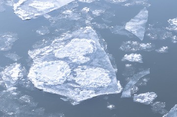 Cold chilly ice on the water