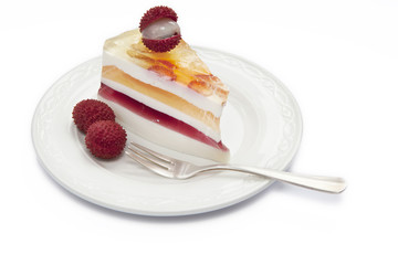 Tasty pie on plate isolated on white