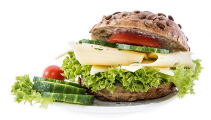 Roll with Cheese isolated on white