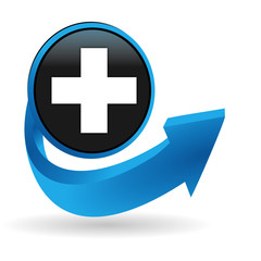 premiers secours sur bouton flêche bleue