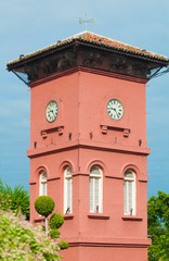 famous clock tower in melaka, unesco site