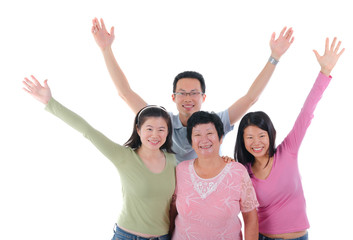happy adult asian family