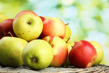 juicy apples, on green background