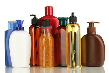 A lot of different cosmetic products for personal care isolated