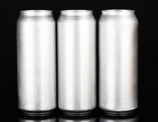 Aluminum cans isolated on black