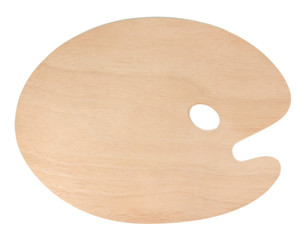 Wooden art palette isolated on white