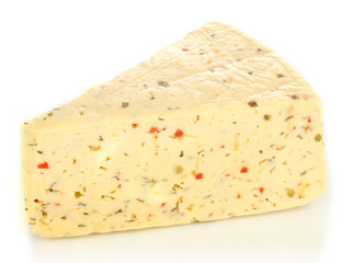 cheese with spices isolated on white