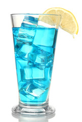 Blue Lagoon cocktail isolated on white