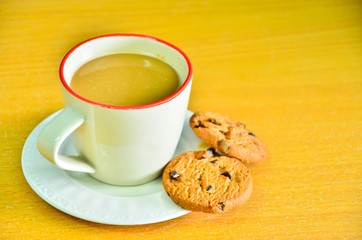 Heat one cup of coffee.