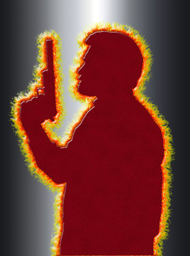 Flaming Assassin in 3D Black Background