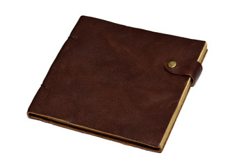handmade leather brown notebook isolated on white