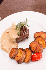 beef steak with potatoes