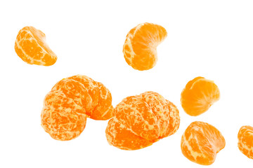 Tangerine segments on a white background
