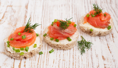 Canapes with  salmon