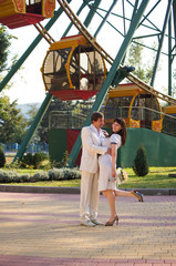 Happy young pair on walk