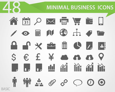 48 Minimal business vector icons