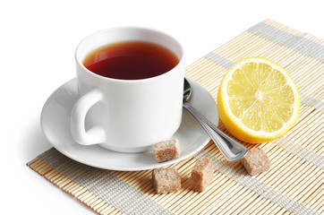 Cup of tea with lemon