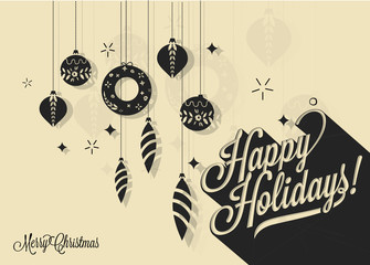 Typographic Vintage Happy Holidays background