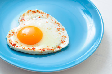 Fried egg in shape of heart
