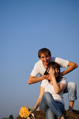 Happy young pair on walk