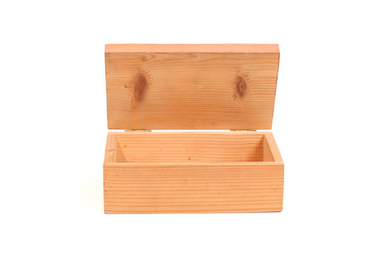 Open wooden tea box isolated white back ground