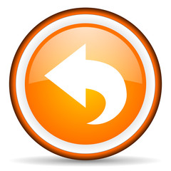 back orange glossy icon on white background