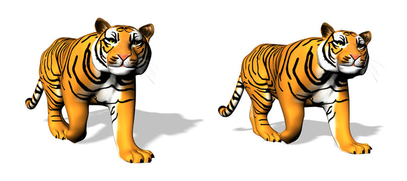 Two 3D tigers