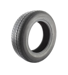 Obraz premium Old car tire front side on white background.