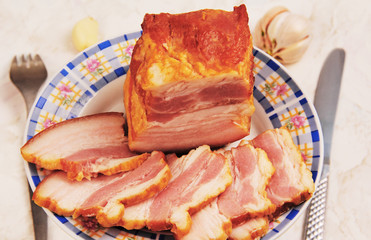 a piece of smoked pork.