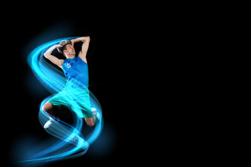 Basketball player with a ball