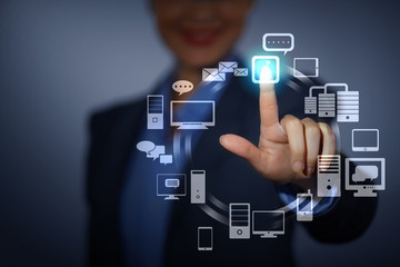 hand pushing on a touch screen