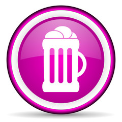 beer violet glossy icon on white background