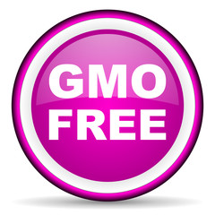 gmo free violet glossy icon on white background