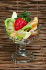 Fruit salad in a glass bowl