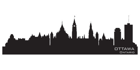Ottawa, Canada skyline. Detailed silhouette - obrazy, fototapety, plakaty