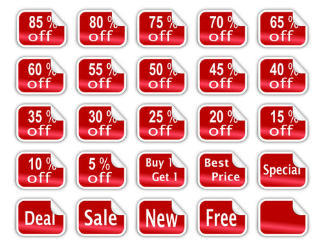 Red Glossy Discount Stickers