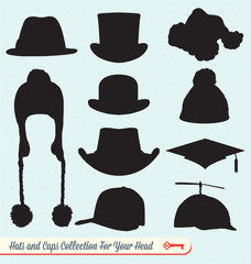 Hats and Caps Silhouette Collection