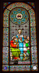 Stained Glass Window Jesus Mary Cana Monastery Montserrat