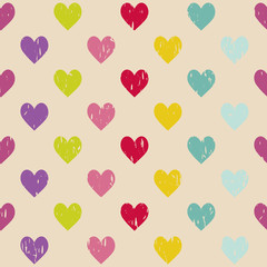 colorful retro seamless pattern with hearts