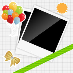 scrapbook elements with photos frame vector illustration