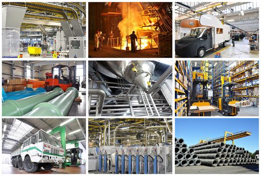 Collage von Industriepanoramen // industrial production inside