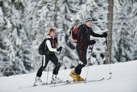 winter  people fun and ski
