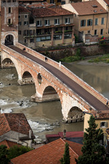 Fototapeta na wymiar View to the Adige river in Verona