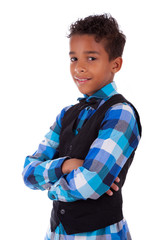 Portrait of a cute african american little boy with folded arms