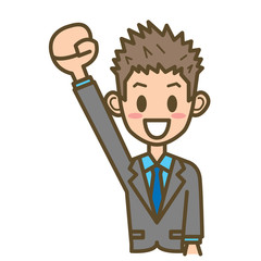 ビジネスマン　F01　上半身　ガッツポーズ